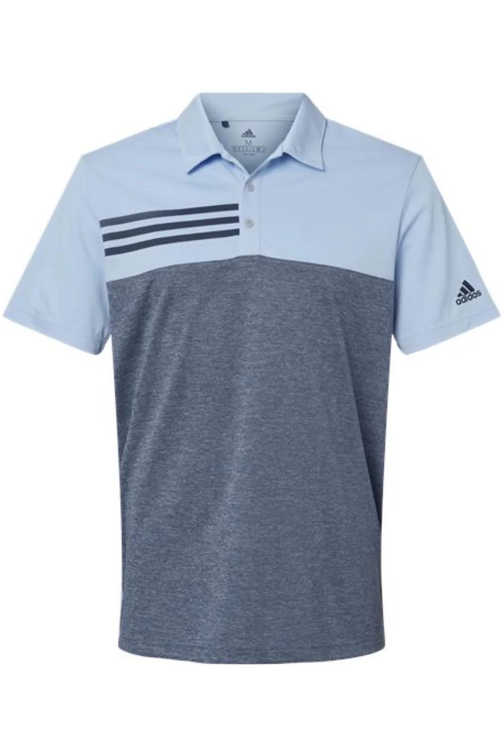 Adidas Heathered Colorblocked 3-Stripes Polo
