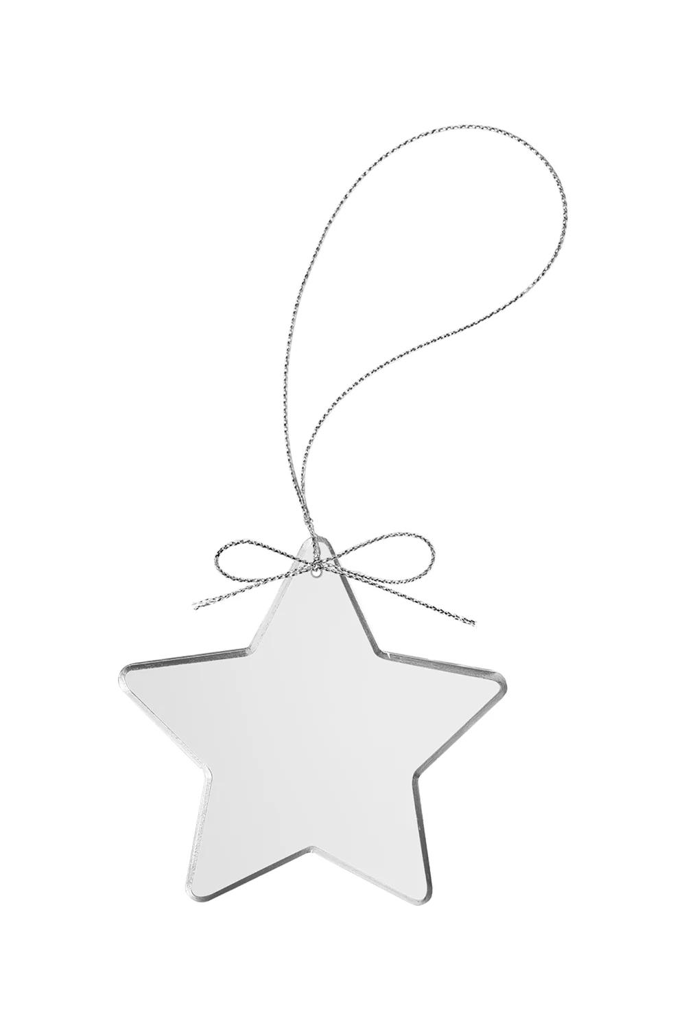 3 1/4 Clear Star Glass Ornament with Silver String