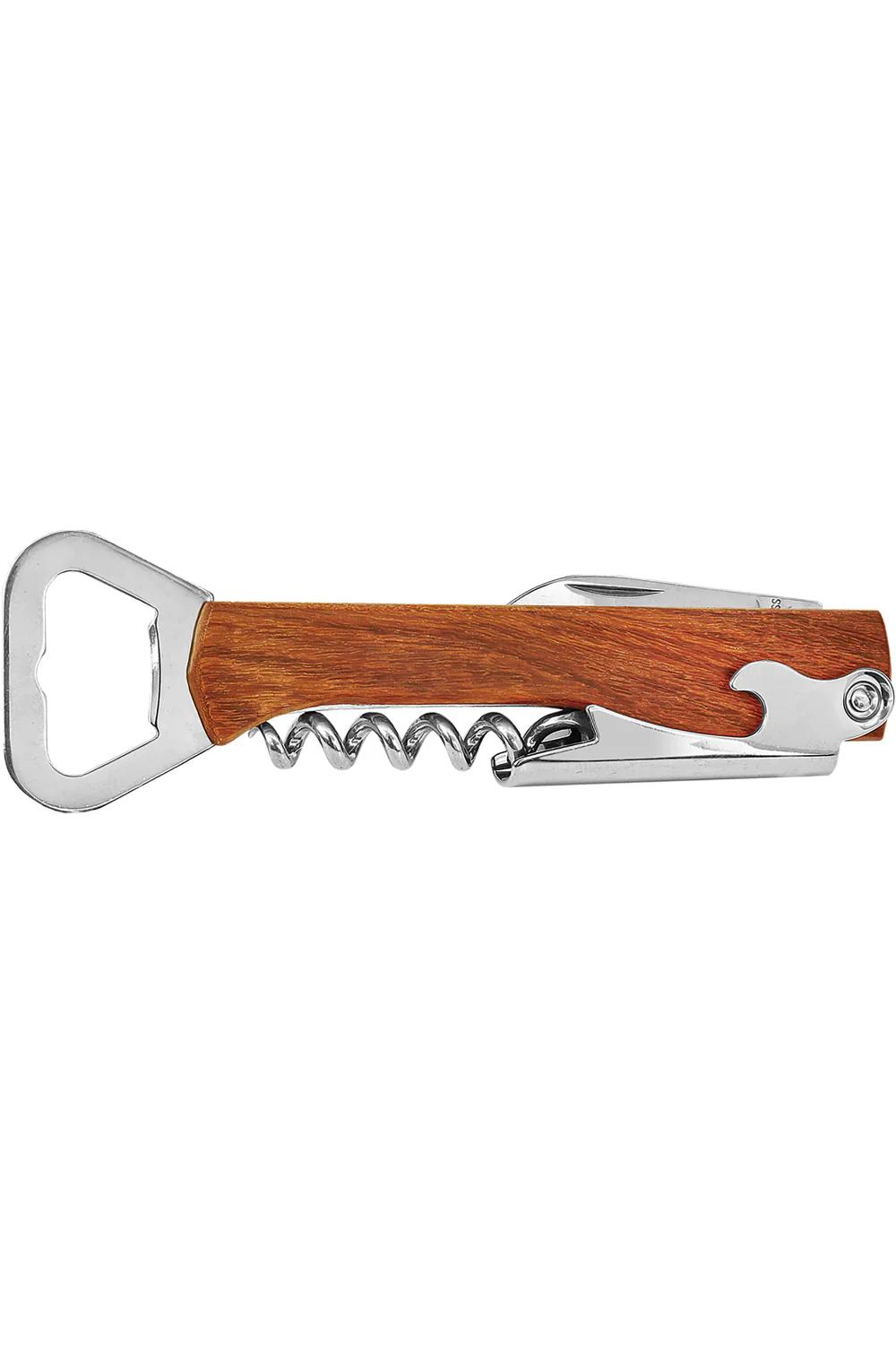 5 1/4 Wooden Bottle Opener & Wine Corkscrew